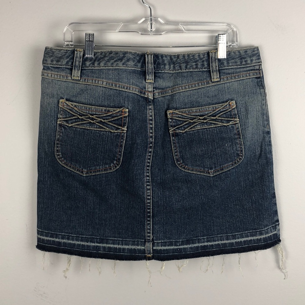 Gap Jeans Denim Light Wash Fray Skirt Size 12